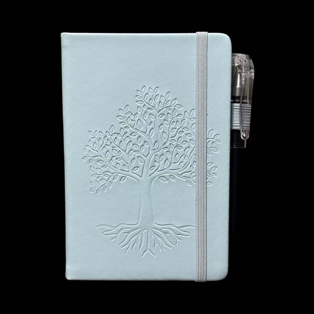 Pastel Blue Tree of Life Embossed Small Hardcover Lined Journal with Pen